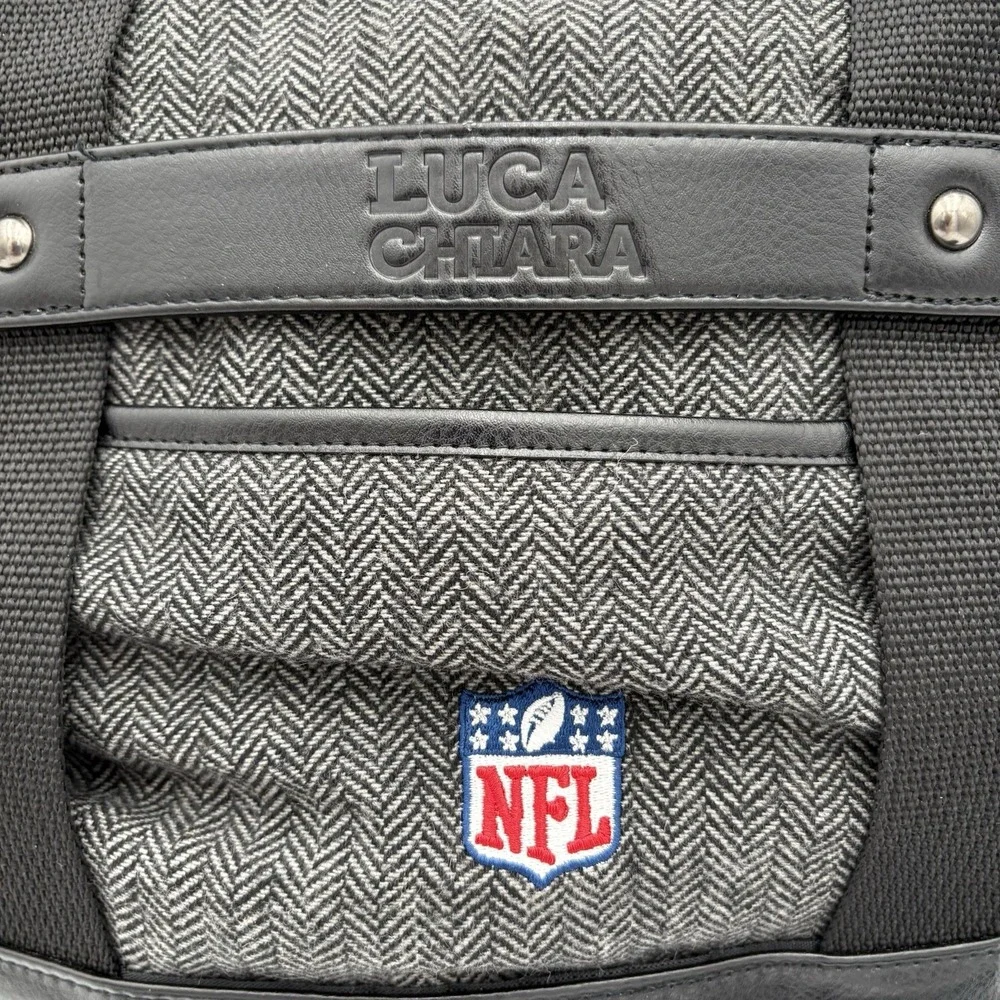 Luca‎ Chaira Vegan Leather Black Houndstooth NFL Duffel Bag Weekender Rare